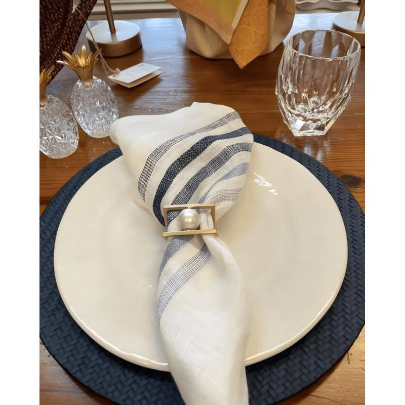 Wicker Vinyl Chargers, Navy