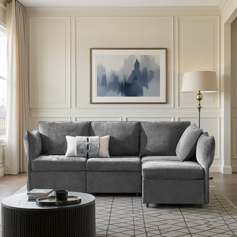 Woodring 4-Piece Upholstered Sectional, Gray