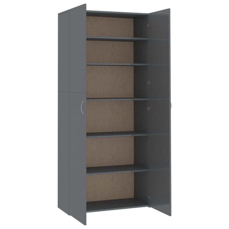 Armoire de rangement pour chaussures 24 paires, Gris à haute brillance