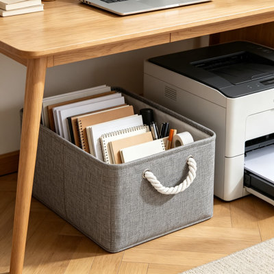 Grands bacs de rangement cubiques de 11 po x 11 po avec poignées en coton pour placard, tablettes, vêtements, serviettes et couvertures, paquet de 6 gris