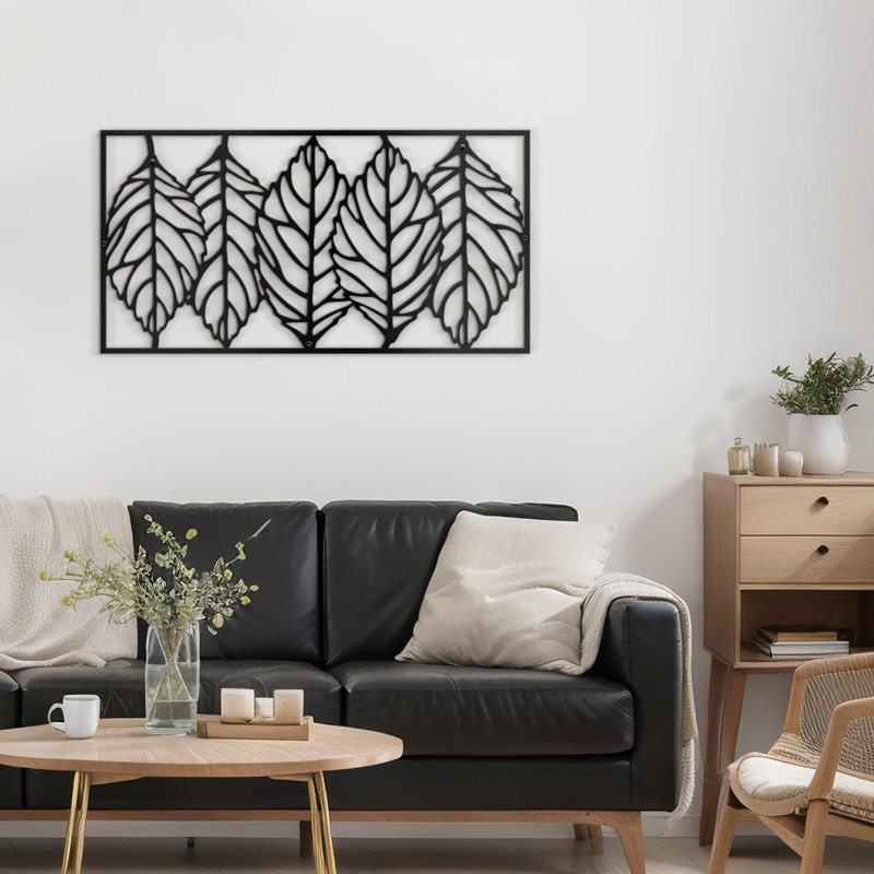 Wall Decor Metal, 15" H x 30" W x 0.05" D, Black