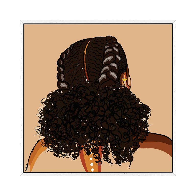 Black Hair Story-Low Puff 1 Piece Wall Art on Canvas, 45.72 cm H x 45.72 cm W, White Framed