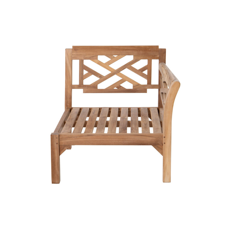 Monterey Teak Outdoor Right Arm Lounge Chair with Sunbrella Cushions, Coal