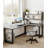 L-Shaped Sintered Stone Tabletop Desk with Shelf-1181181137