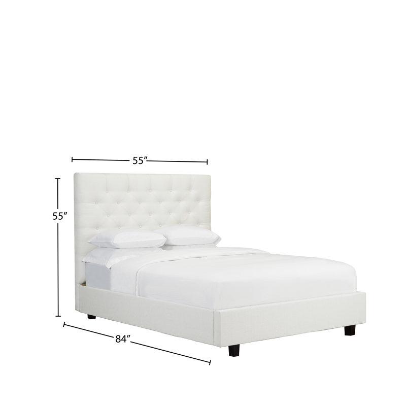 Lit plateforme avec rangement rembourré Whitecliff, Blanc, Double