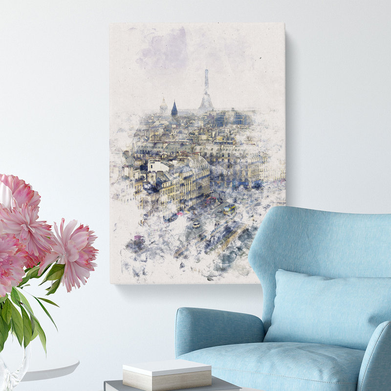 View Of The Eiffel Tower In Paris France - Wrapped Canvas Painting, 50cm H x 35cm W x 3cm D