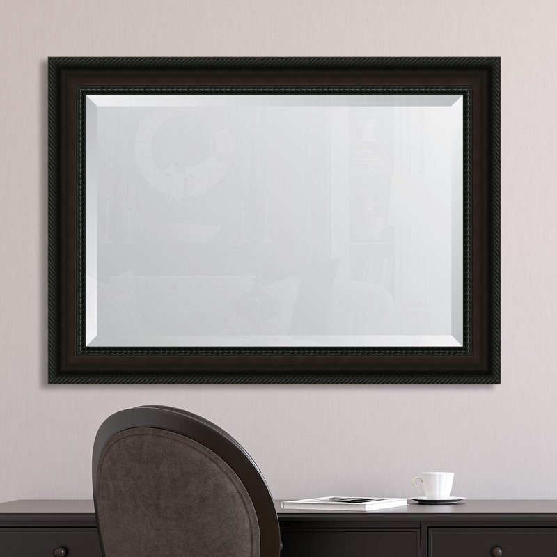 Miroir mural à cadre en résine acajou corde, H 43,25 po x l 31,25 po