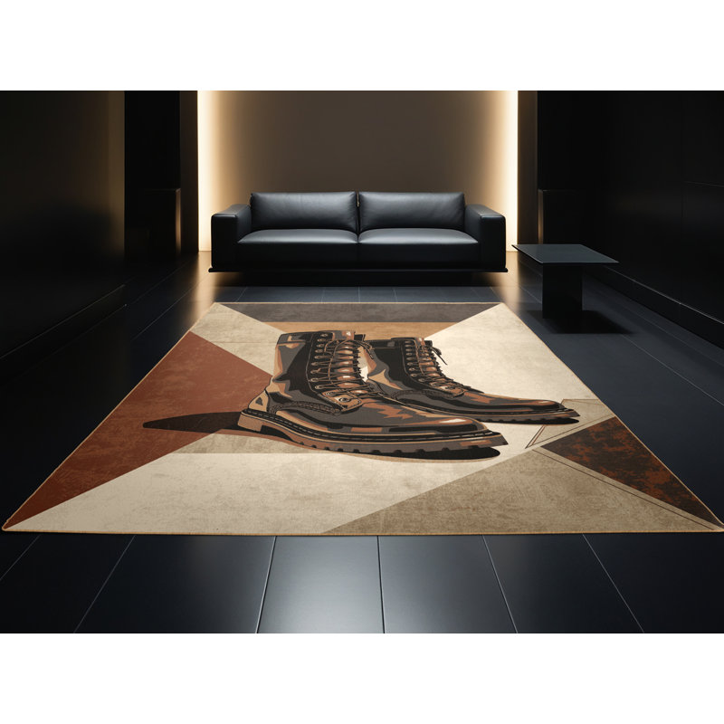 Tapis industriel doux et moelleux à la mode et brun clair - Reliure brun clair, 8 x 12