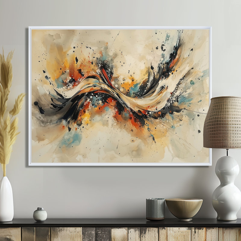 Nykhia - Abstract Wall Art, H 30 po x l 40 po, Floater Framed, Blanc