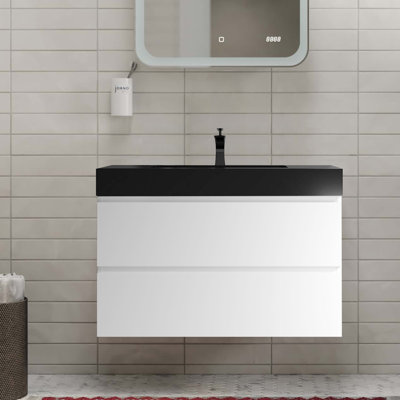 35.8'' Single Bathroom Vanity with Resin Top