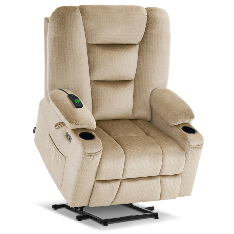 Large-Wide Power Recliner Lift Chair with Massage and Heat For Big and Tall People, Beige Fabric