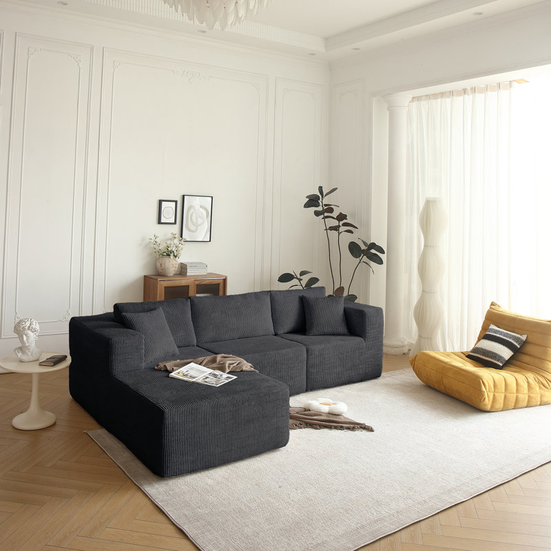 Canapé modulaire et canapé modulaire à 3 places, Tissu gris