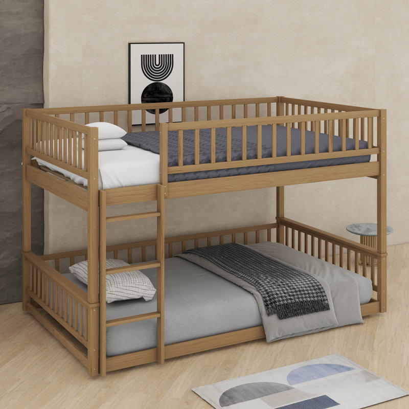 Queen Over Queen Bunk Bed With Ladder, Walnut