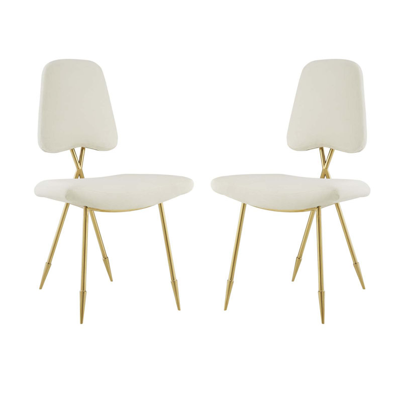Strick & Bolton Violeta Velvet-padded Dining Chairs, Ivory