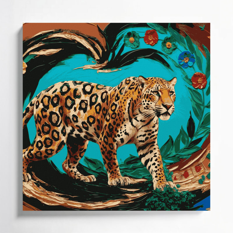 «Big Cats», art mural brun sur toile Jaguar mexicain, H 8 po x l 8 po