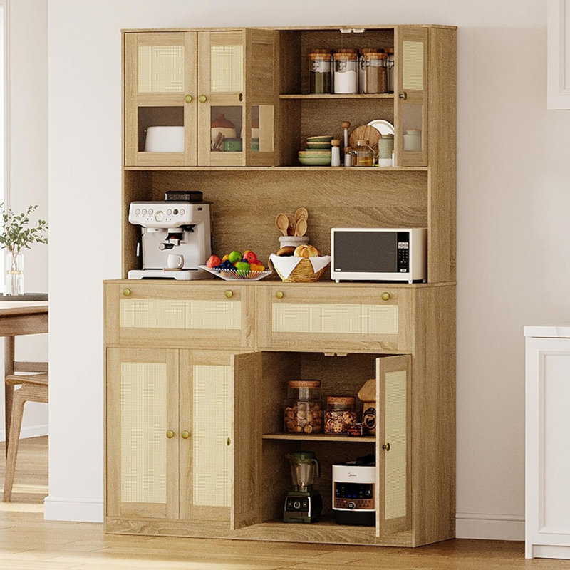 Grand garde-manger avec station de charge, rangement pour garde-manger avec tiroirs et prise de courant, grande huche de cuisine avec comptoir pour la cuisine