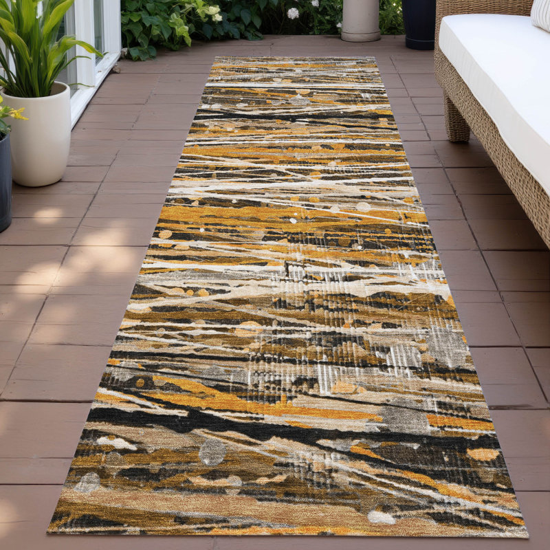 Machine Washable Indoor/Outdoor Bernadette ACN2126 Striped Rug, Runner 2'3" x 7'6"