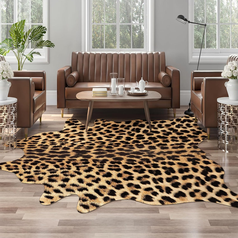 Irregular Animal Print Area Rug, 158*190cm