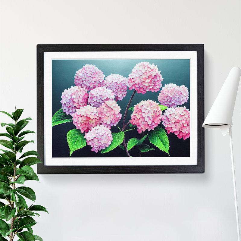 Hydrangea Flower View Vol.5 - Single Picture Frame Print, 46cm H x 64cm W x 2cm D, Black