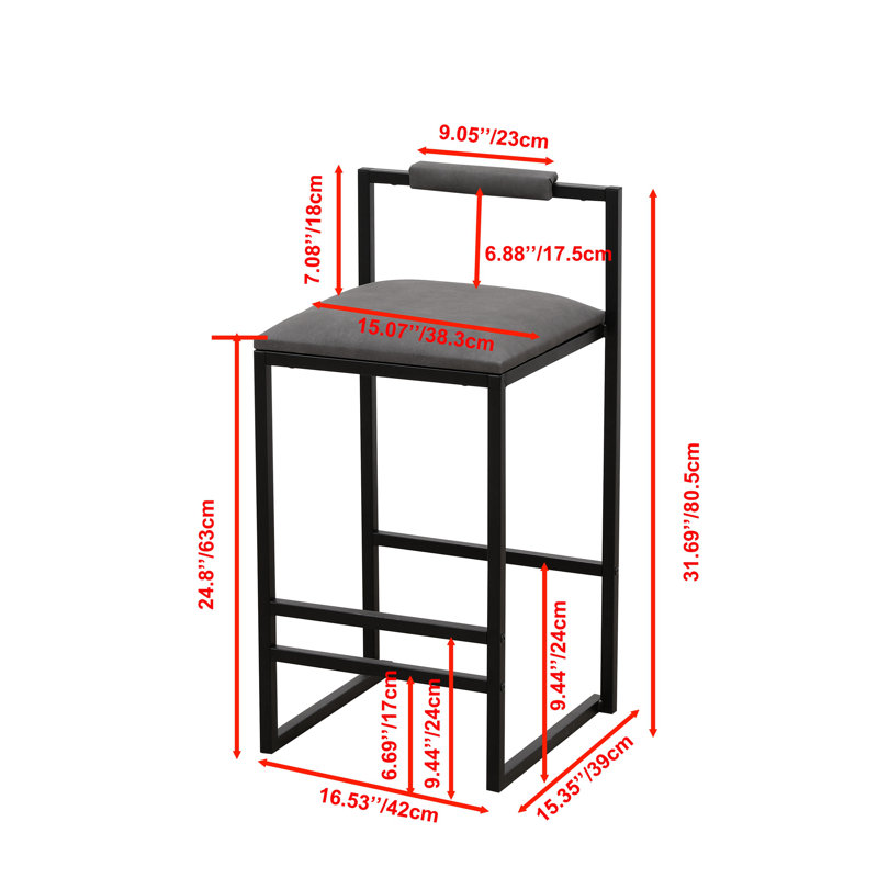 Fabric 2 Counter Height Barstools Kitchen Island Stools, Gray