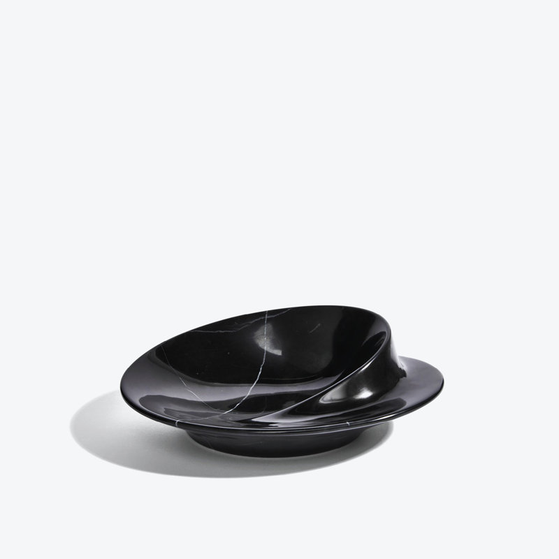 Swirl Bowl, Small, Grey, 9.8"W x 7.4"D x 3.1"H, Black