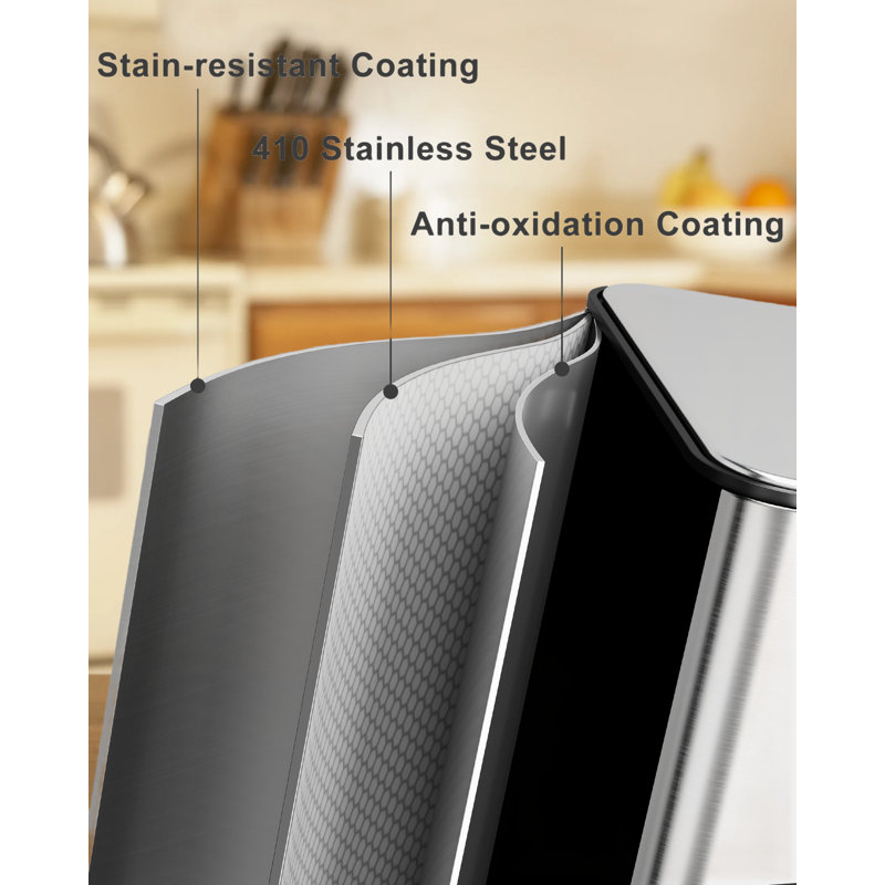 Recycle And Trash Can Combo – 60l 3-compartment Stainless Steel Garbage Can With Three 5-gallon Compartments, Separate Lids, And Foot Pedal Operation.