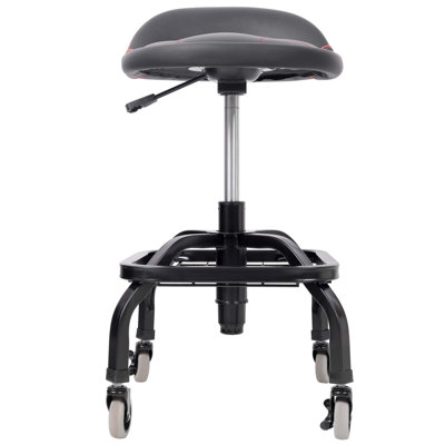 Tabouret roulant réglable à hauteur réglable, siège de mécanicien robuste avec roulettes pivotantes à 360 °, tabouret de travail ergonomique rembourré pour atelier et réparation automobile