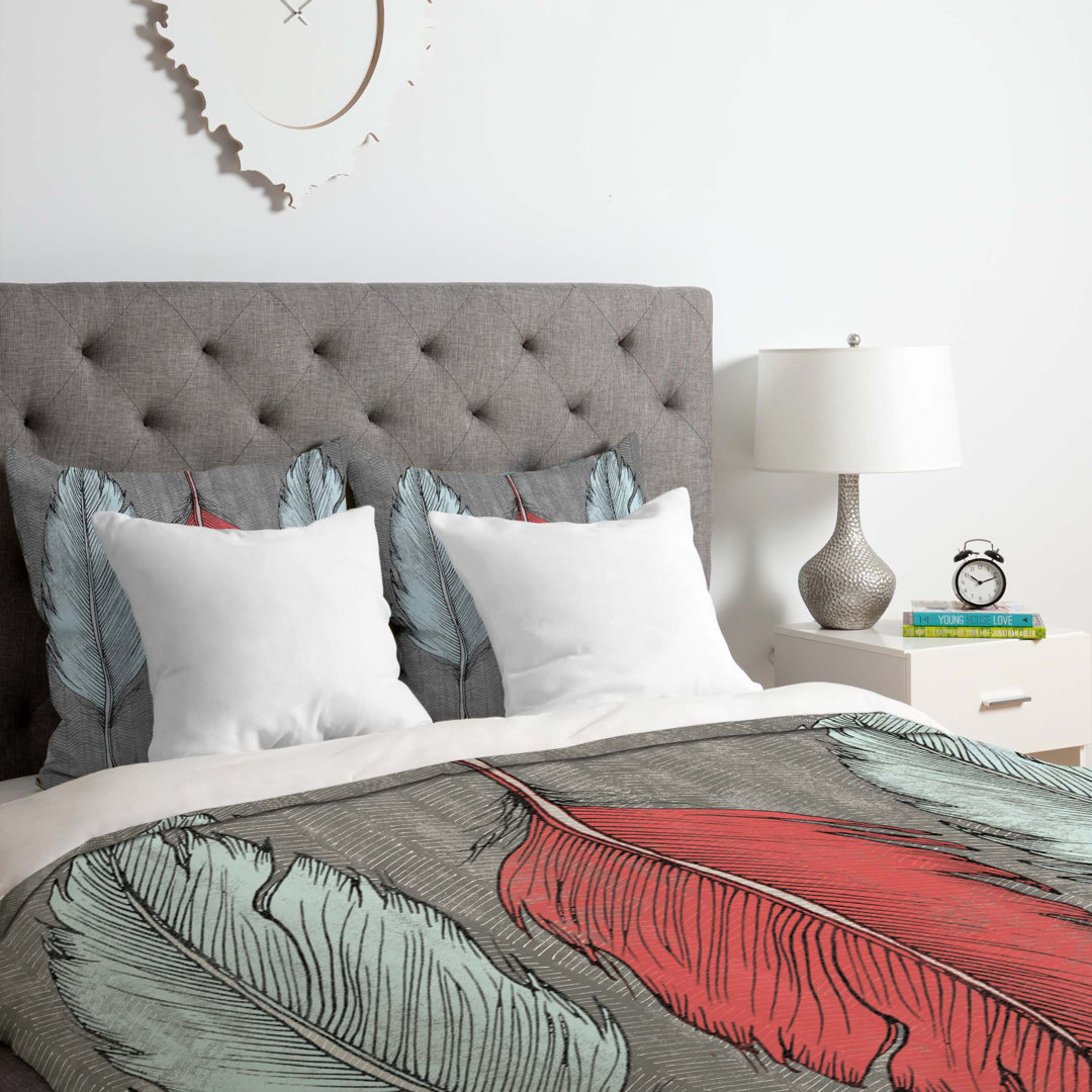 Bird Feathered Duvet Cover Set Deny Designs 