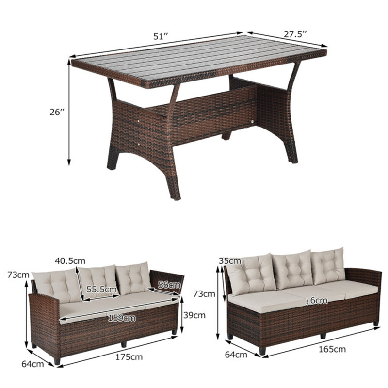 6 - Person Patio Conversation Sets with Cushions