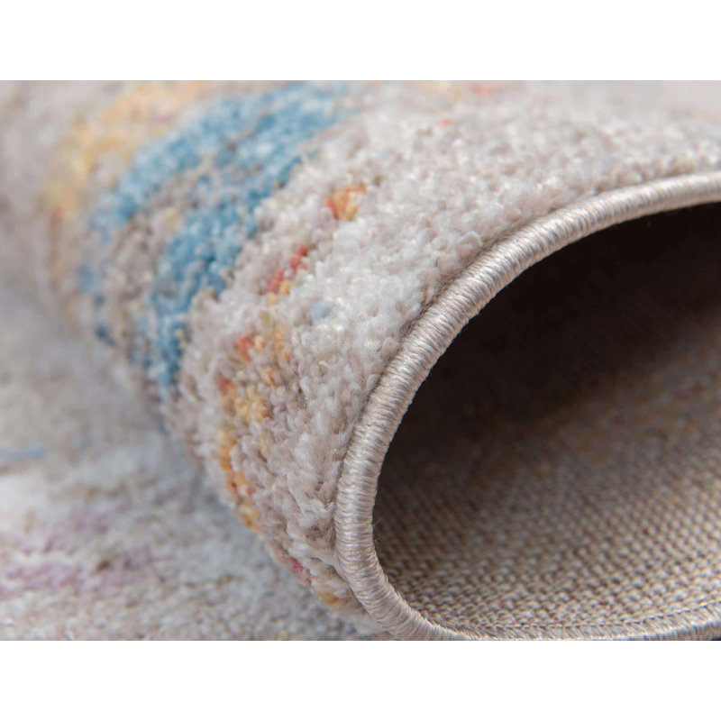 Tapis crème de style sud-ouest Leanora, Rond 5 pi