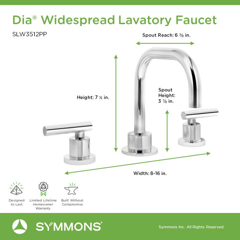 Dia Widespread Bathroom Faucet with Push Pop Drain, Polished Chrome