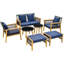 Ensemble de conversation en rotin 7 pièces avec 2 tables basses et 2 repose-pieds Latitude Run®