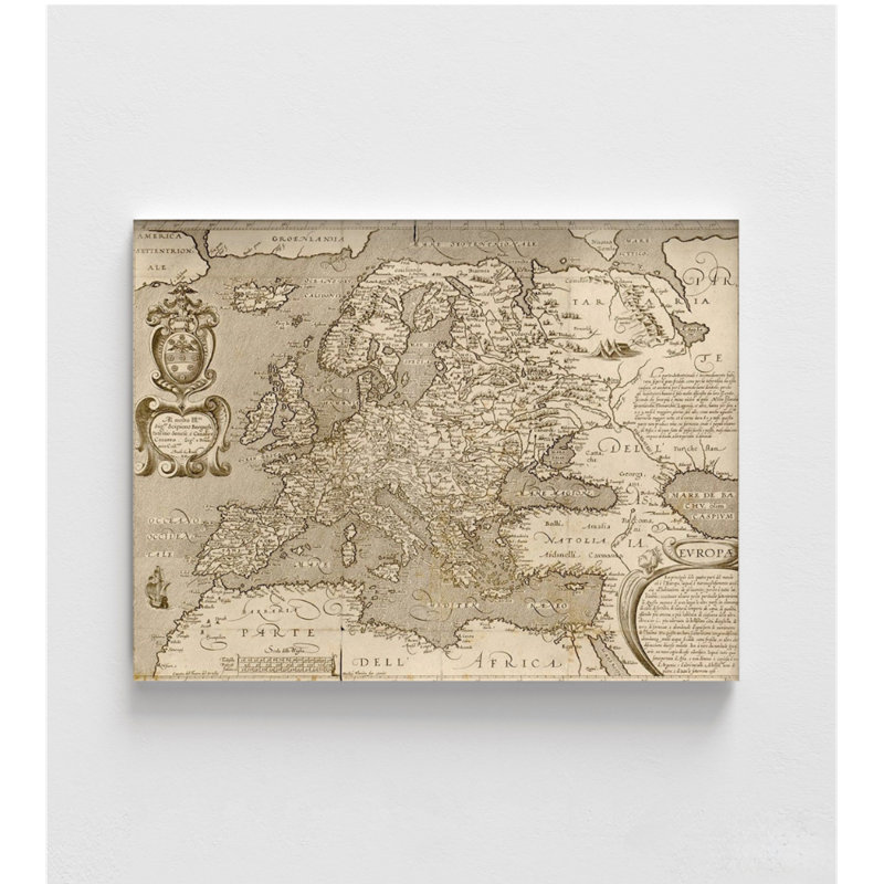 Reproduction de carte de l'Europe, décor de maison du vieux Continent, affiche de carte antique de l'Europe, décoration de salon européen, impression murale de bureau rustique