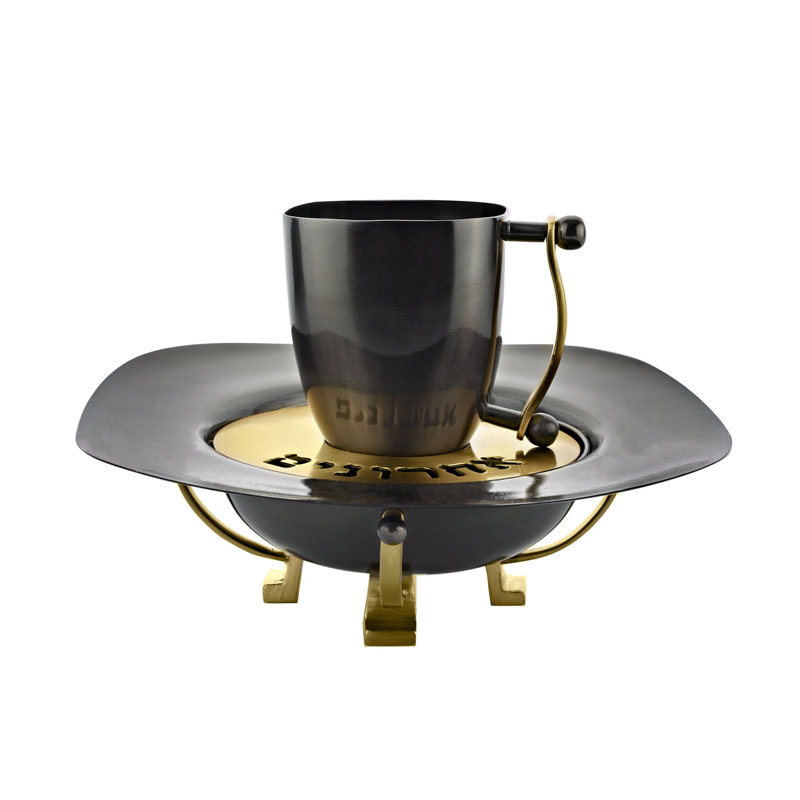Suspension 4.5" Kiddush Cup, Gold/Black
