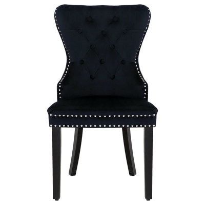 Chaise d'appoint à oreilles en velours capitonné Kirsten