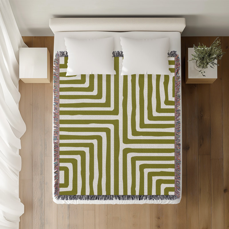 Jeté en coton Waren, Chartreuse, 50 x 70