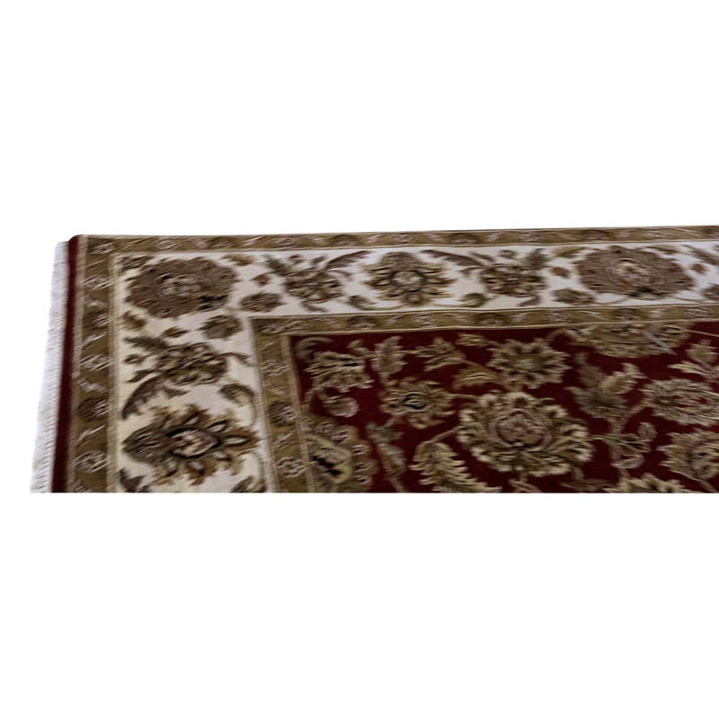 Tapis unique en laine noué à la main de haute qualité de 8 pi 1 po x 10 pi 4 po rouge / brun / noir