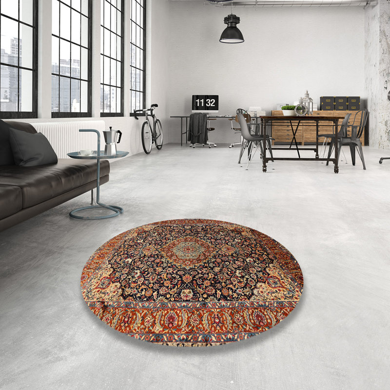 Tapis oriental brun / bleu Anum, Rond 8 pi