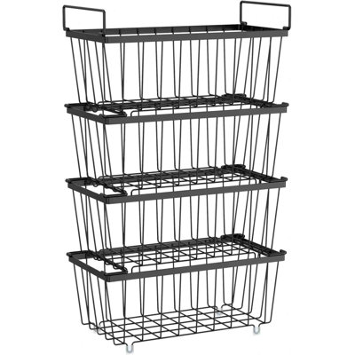 Paquet de 4 petits paniers de congélateur empilables pour congélateur de 7 pieds cubes, noir