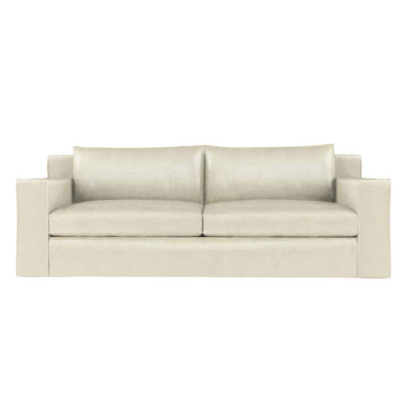 Mulberry Square Track-Arm Sofa with Flange Seam, Box Weave Linen Silver Streak, 33" H x 108" W x 45" D, Weathered