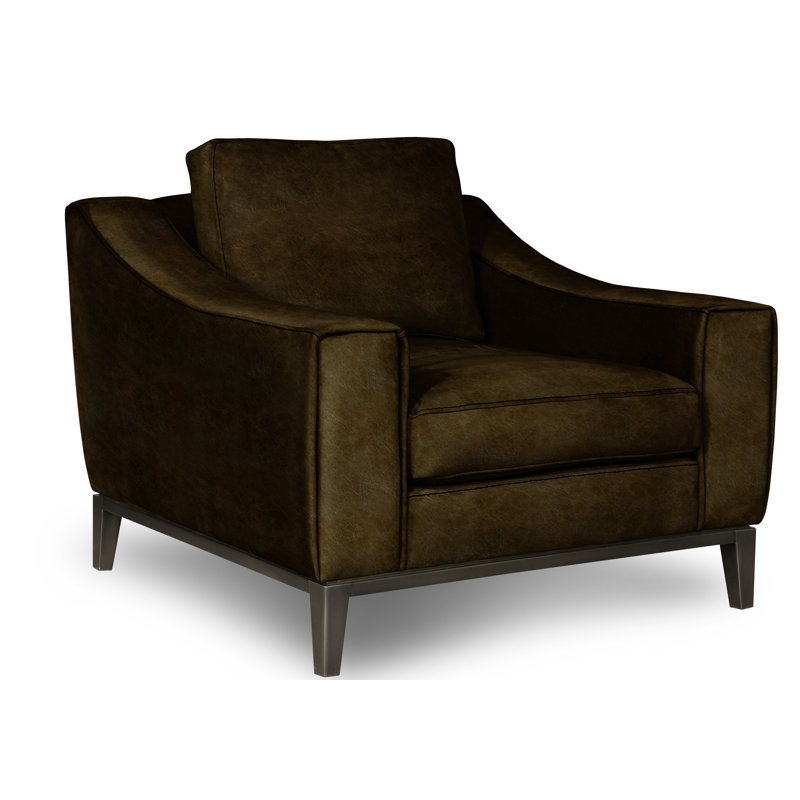 Fauteuil club en cuir véritable Rodeo, Chocolat (doux au toucher), Espresso
