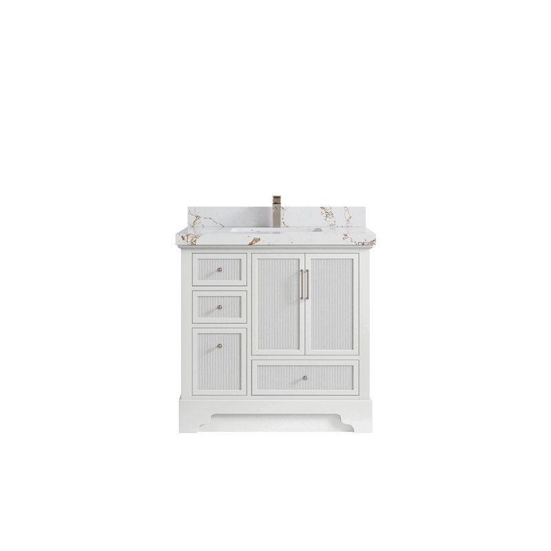 Alys 36'' Single Bathroom Vanity with Top, Viola Brown