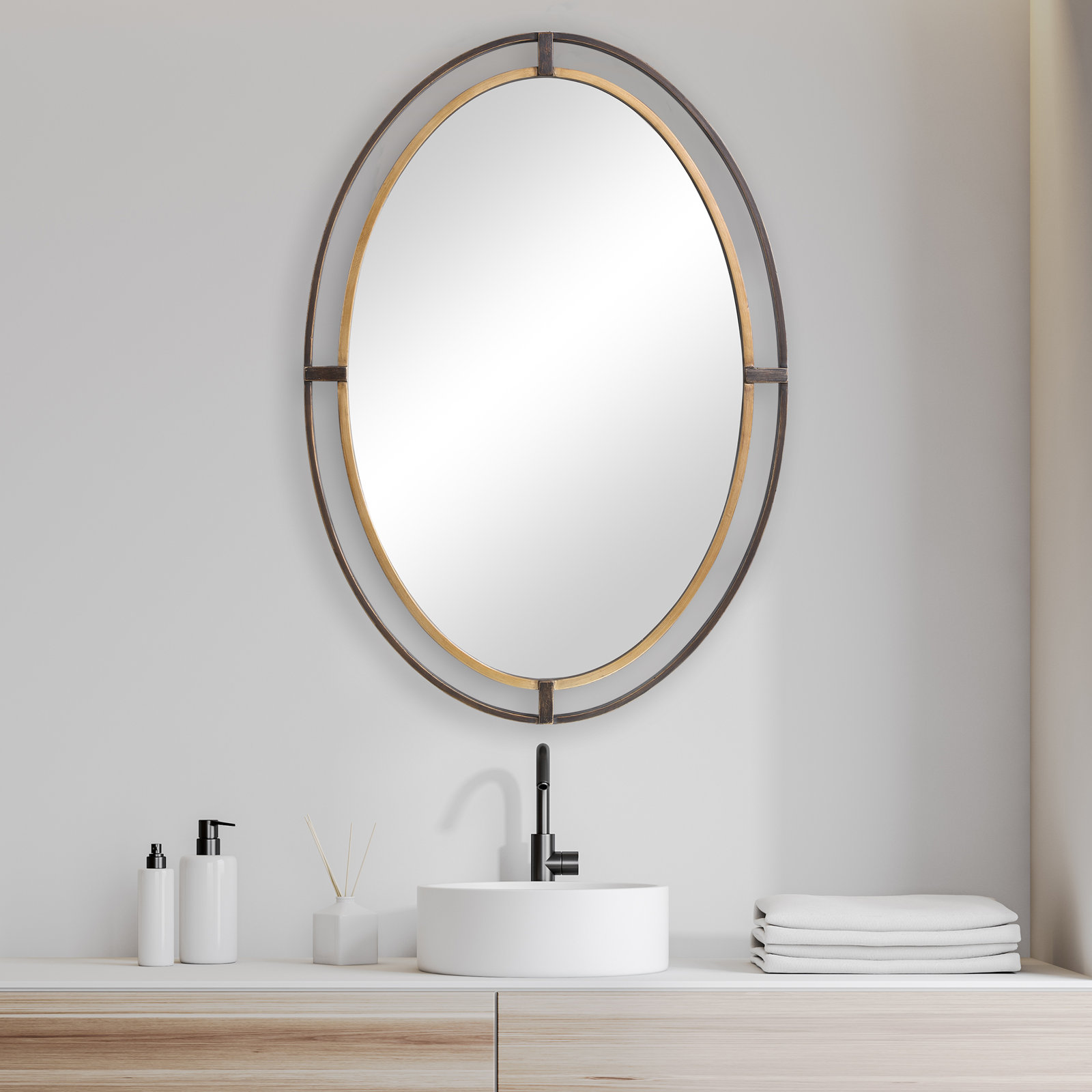 Henning Metal Oval Wall Mirror