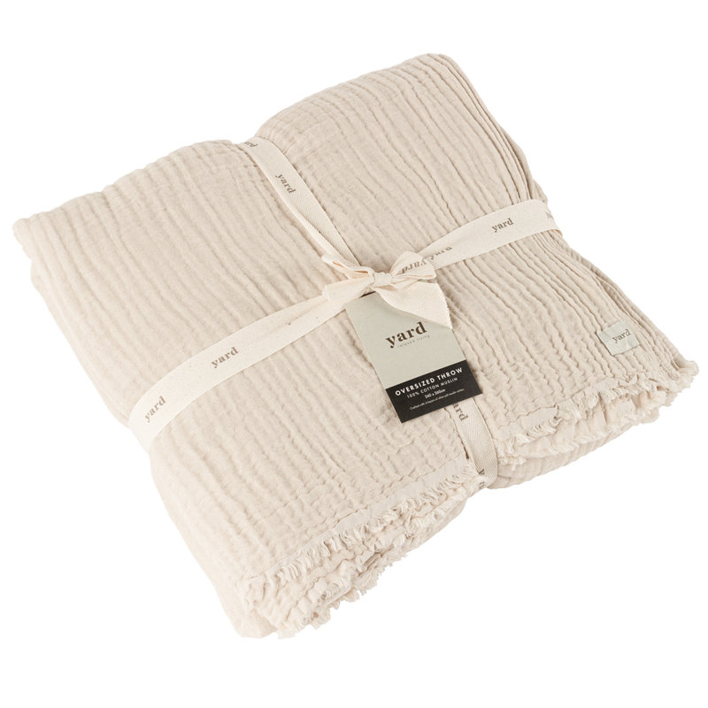 Knitted Throw Blanket, Brown, W240 x L260cm