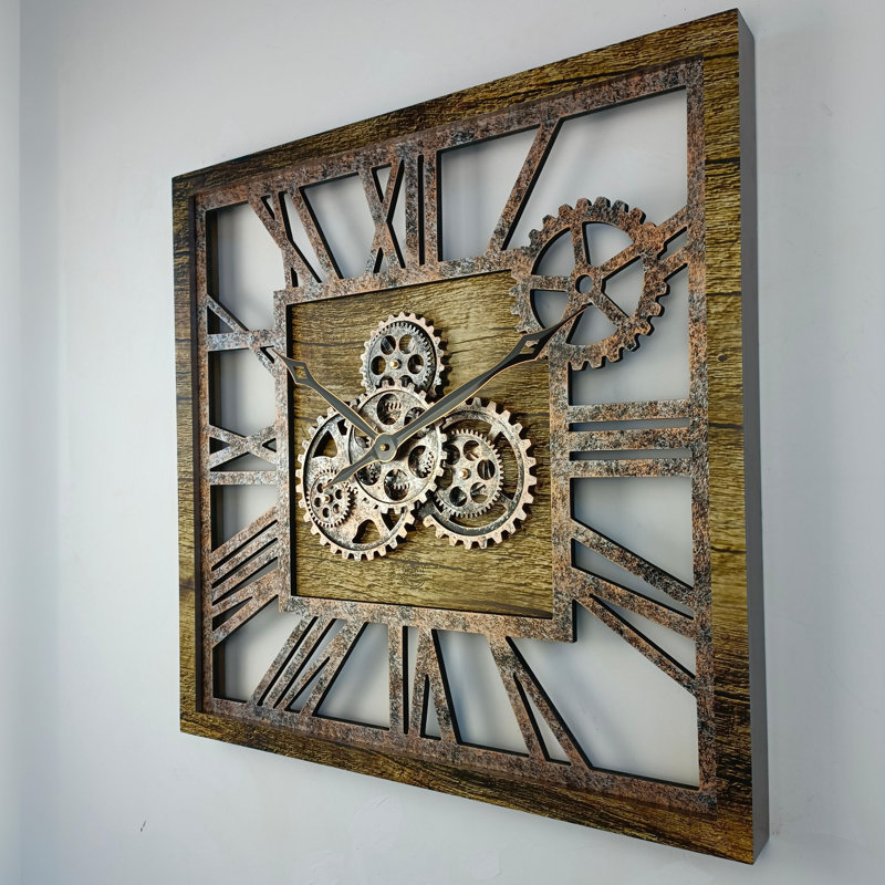 Solid Wood Wall Clock, Gold