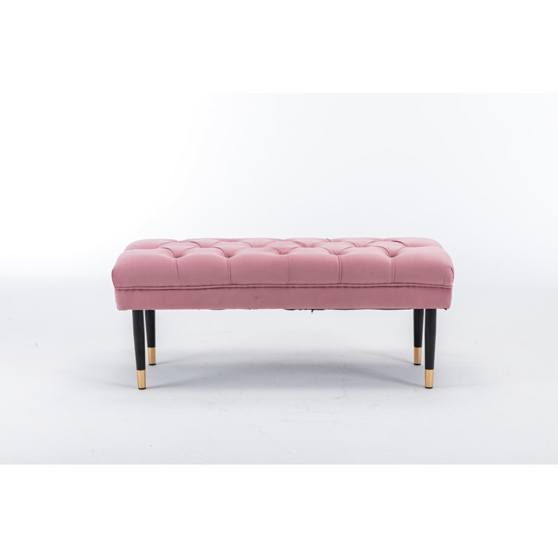Repose-pieds capitonné en velours, Rose