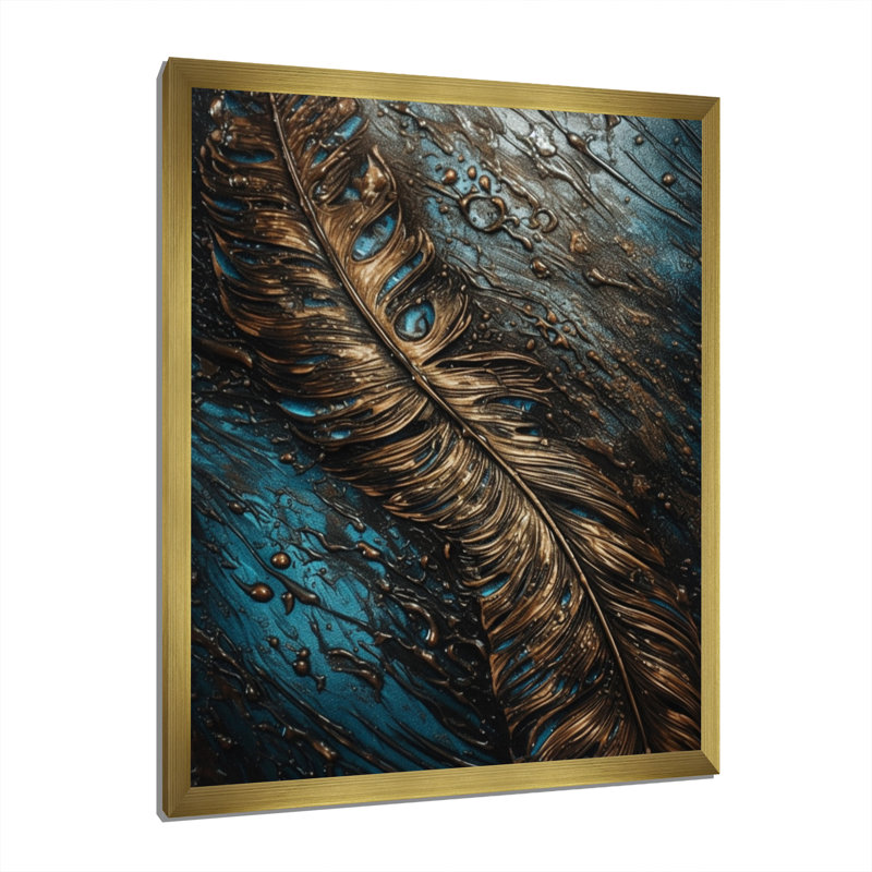 «Landershire Gold Feather Glamour III», reproduction sur toile, Encadrement doré, H 32 po x l 24 po x P 1 po