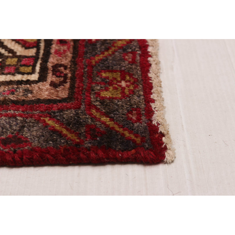 Tapis bourgogne en laine noué à la main 3 pi 3 po x 9 pi 7 po Anadol
