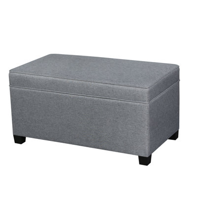 32" Rectangle Storage Ottoman Bench With Linen Upholstered