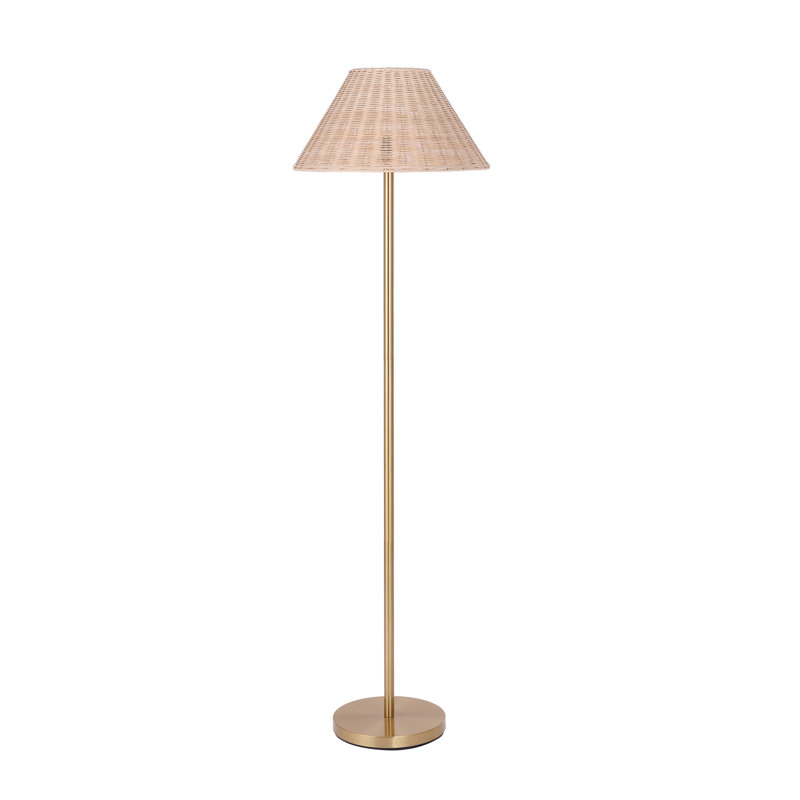 Lampe sur pied en métal 61 po Bali avec abat-jour en rotin Bali pour salons, chambres à coucher, espaces de lecture et bureaux à domicile